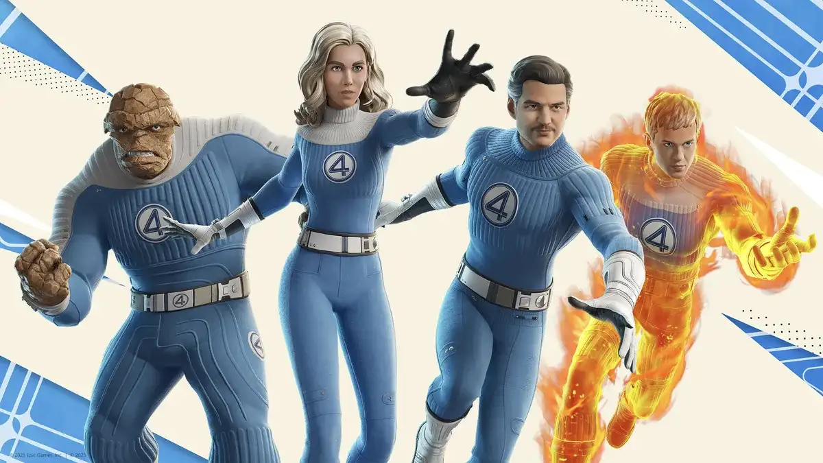 fortnite fantastici 4, fortnite crossover, fantastic four cup, skin marvel fortnite, epic games, human torch, mister fantastic